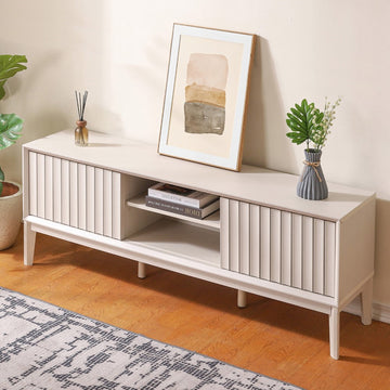 Gennaro 58 in. Farmhouse 3-Storage Sliding Door TV Stand Fits TVs up to 65 in. with Cable Management - JONATHAN Y